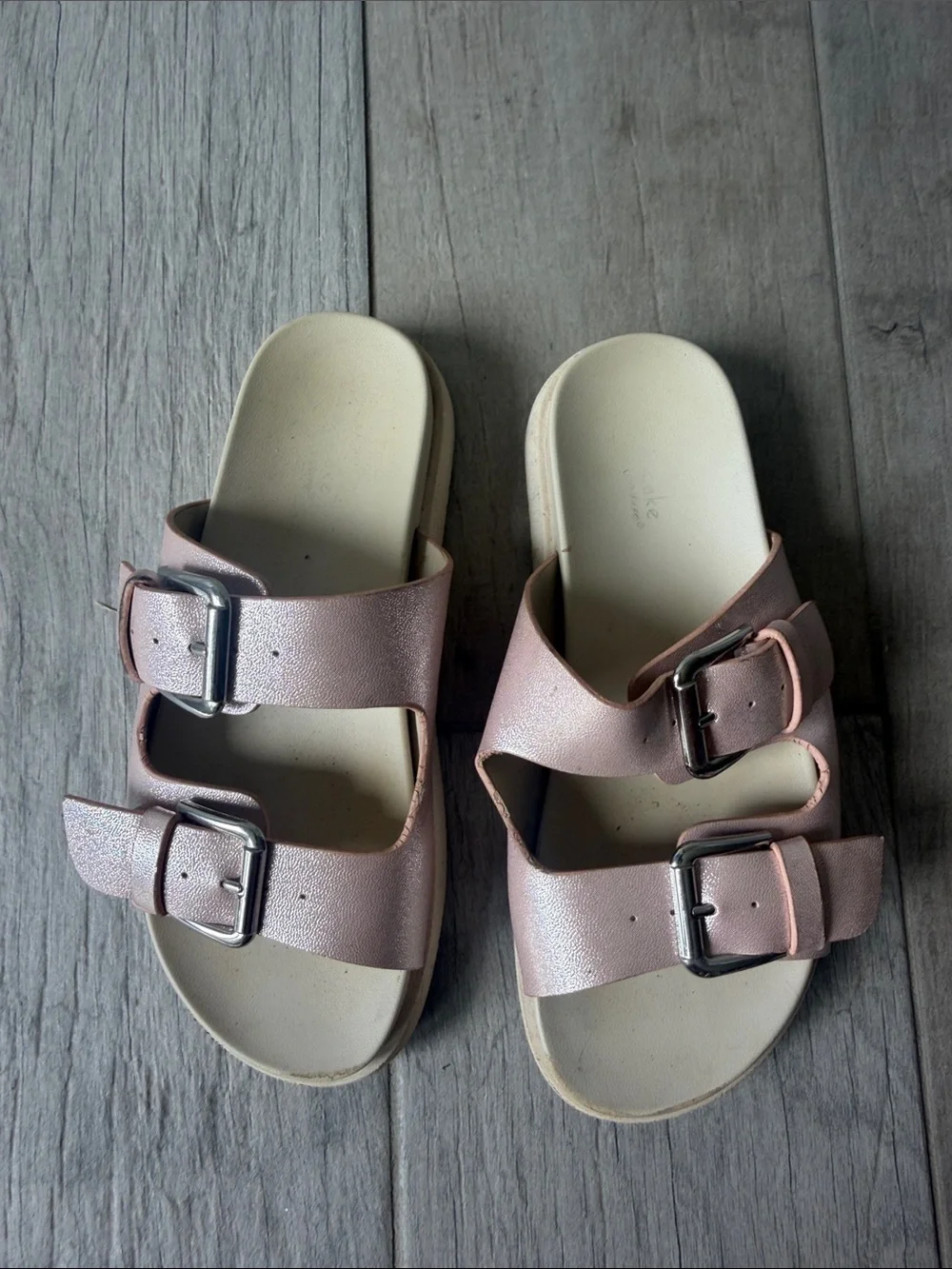 Girls' Pink Double-Buckle Slide Sandals